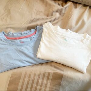 Designer Tommy Bahama Light Blue and White Short Sleeve XL Tees